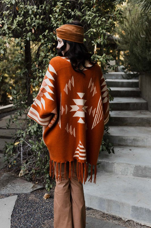 Punchy Poncho Fringe Knit Wrap