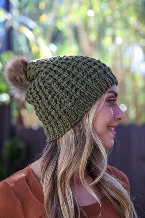 Cozy Cutie Kinit Pom Pom Beanie