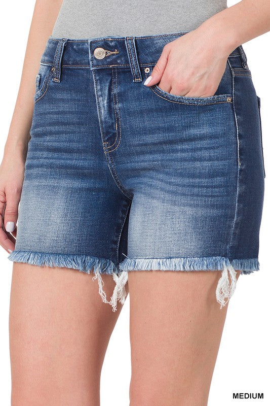 Handle On You Frayed Hem Denim Shorts