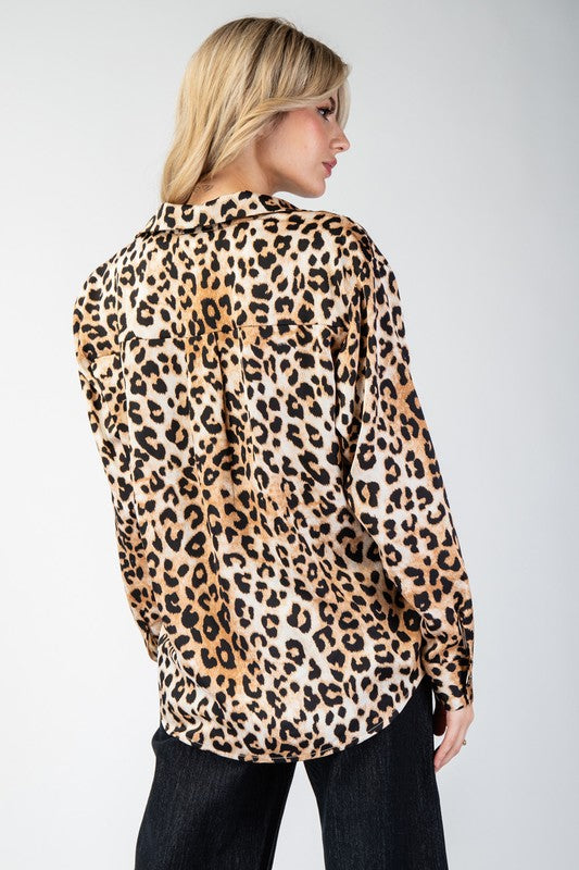 Wild Wanderer Leopard Print Button Up Blouse