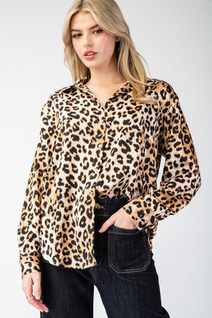 Wild Wanderer Leopard Print Button Up Blouse