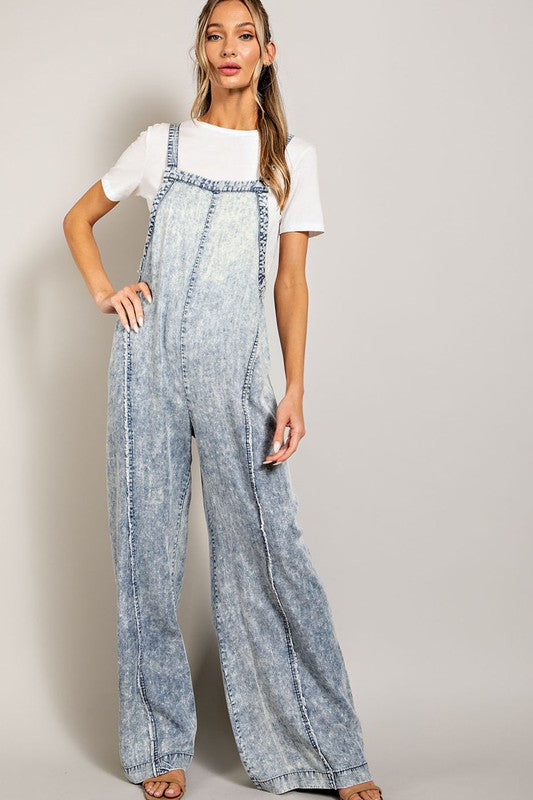 Washed Over Me Mineral Wash Denim Jumpsuit