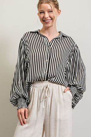 Takin' Care Of Business Striped Button Up Blouse