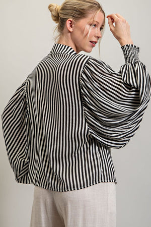 Takin' Care Of Business Striped Button Up Blouse