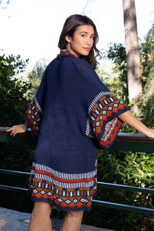 Back Up Plan Aztec Trim Knit Cardigan