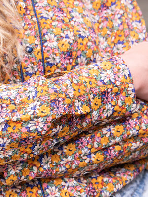 Stumbled On Sublime Retro Floral Print Pearl Snap Button Up Blouse