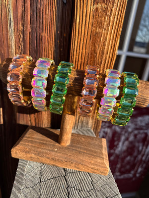 Gilded Age Crystal Edge Glass Stretch Bangle