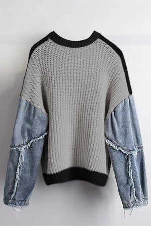 Easy Street Denim Sleeve Sweater ~ BACKORDER 12/5/23