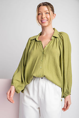 Casual Friday Loose Fit Button Up Blouse