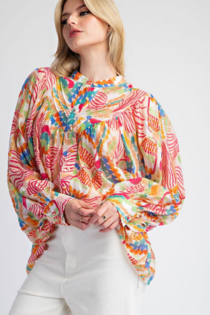 Mystic Mirage Printed Button Up Blouse - 3 Colors