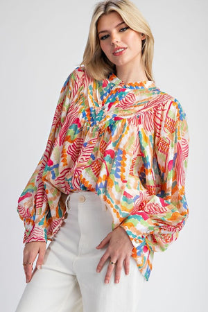 Mystic Mirage Printed Button Up Blouse - 3 Colors