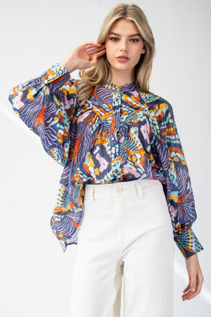 Mystic Mirage Printed Button Up Blouse - 3 Colors