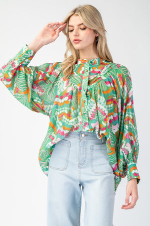 Mystic Mirage Printed Button Up Blouse - 3 Colors