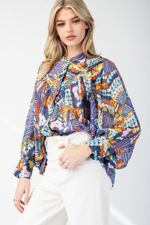 Mystic Mirage Printed Button Up Blouse - 3 Colors