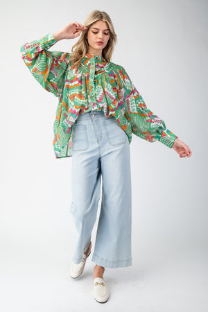 Mystic Mirage Printed Button Up Blouse - 3 Colors