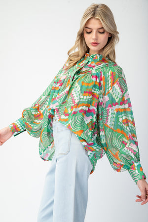 Mystic Mirage Printed Button Up Blouse - 3 Colors