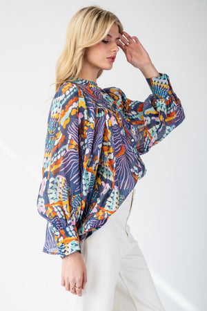 Mystic Mirage Printed Button Up Blouse - 3 Colors