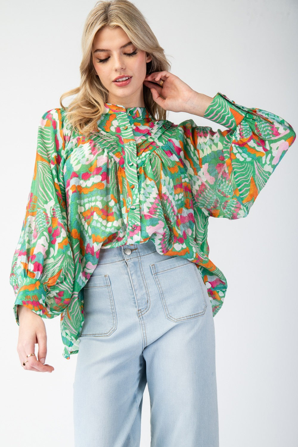 Mystic Mirage Printed Button Up Blouse - 3 Colors