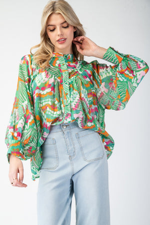 Mystic Mirage Printed Button Up Blouse - 3 Colors