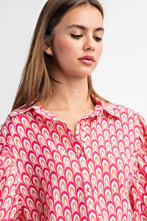 Luxe Lady Printed Button Up Blouse