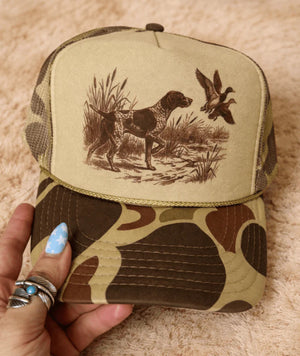 Duck Hunting Pointer Dog Trucker Hat (made to order) LC