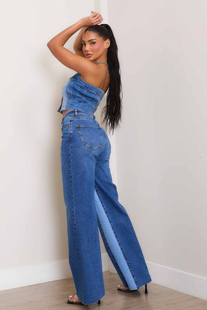 Color In The Lines High-Rise Color Block Wide Leg Denim (FG) DS