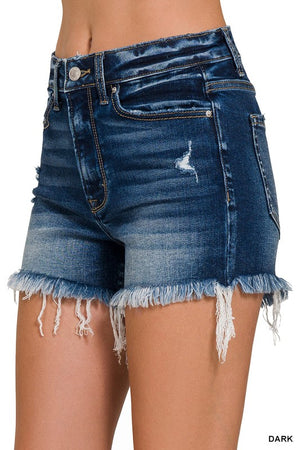 High Road Frayed Hem Denim Shorts