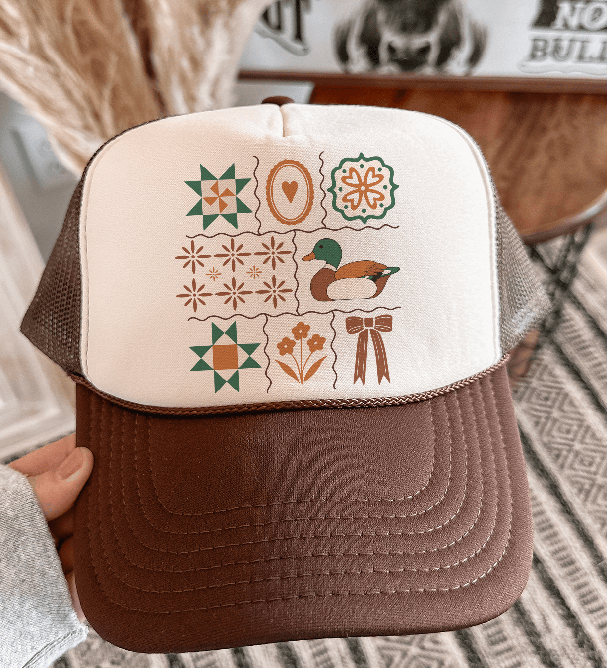 Grandma Core Folkart Mallard Trucker Hat (made to order) LC