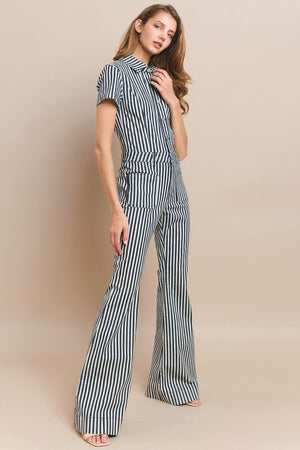 Railroad Blues Stripped Denim Jumpsuit