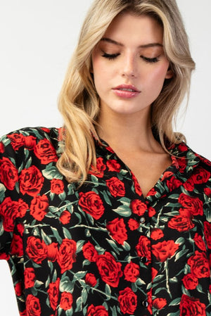 All Of Me Rose Print Blouse