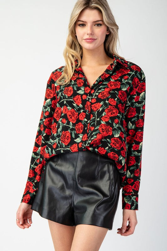 All Of Me Rose Print Blouse