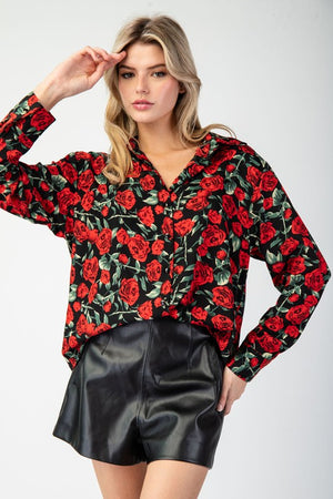 All Of Me Rose Print Blouse