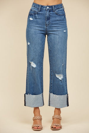 Off The Cuff Straight Leg Cuffed Jeans