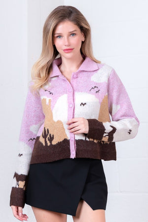 Sunset Canyon Knit Horse Sweater Cardigan