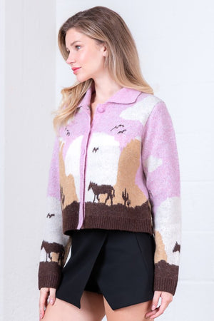 Sunset Canyon Knit Horse Sweater Cardigan