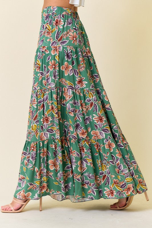 Soak Up The Sun Floral Print Maxi Skirt ~ PREORDER 7/25