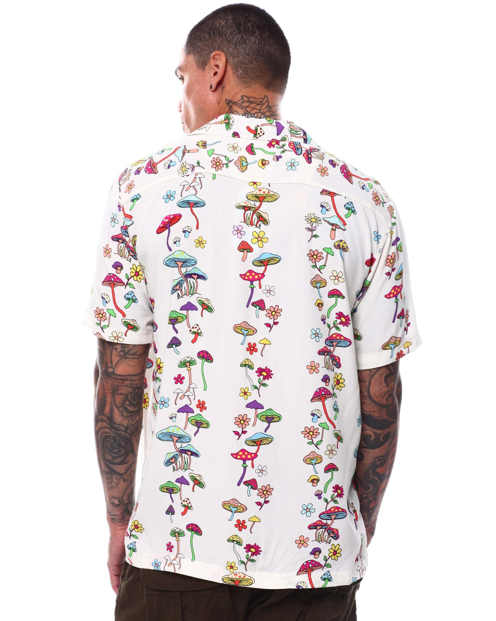 Sample In A Jar Multicolor Mushroom Print Button Up Short Sleeve Shirt