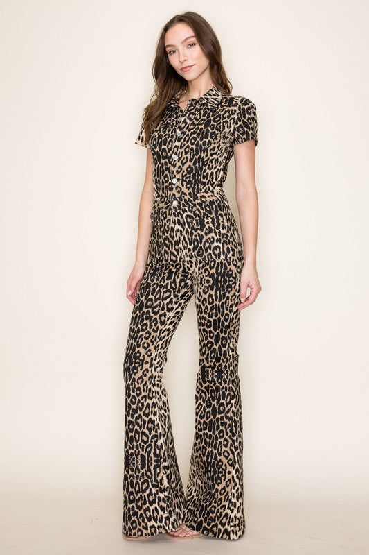 Animal Instincts Leopard Denim Jumpsuit ~ PREORDER DECEMBER 2025