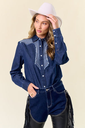 Fiddle In The Band Western Denim Button Up