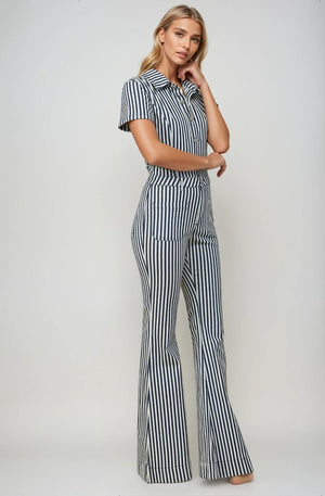 Railroad Blues Stripped Denim Jumpsuit