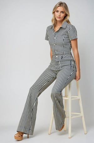 Railroad Blues Stripped Denim Jumpsuit