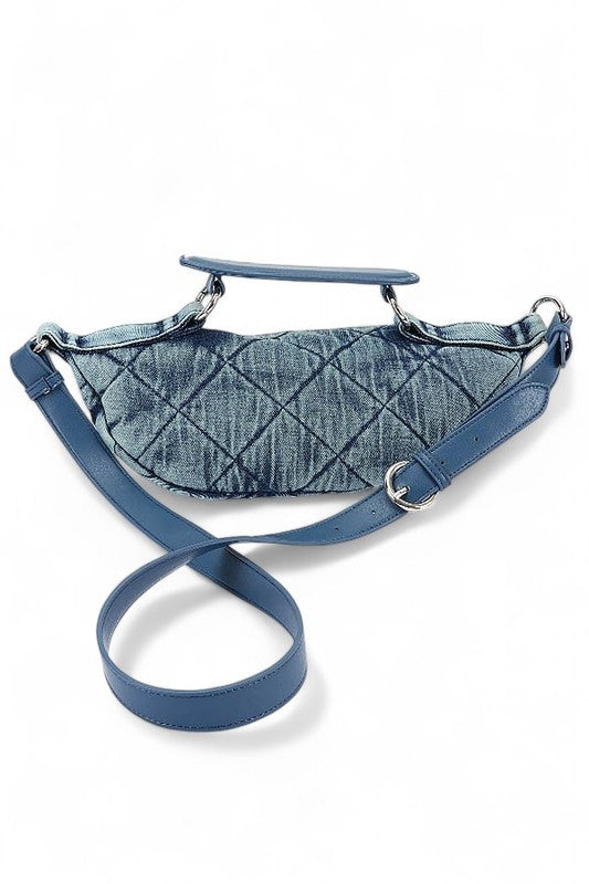 Quilted Denim Top Handle Swing Bag DS (FG) - Lil Bee's Bohemian