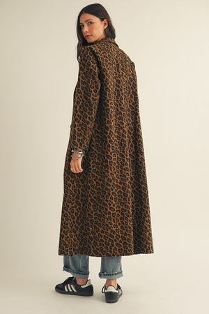 Wild Streak Corduroy Denim Leopard Long Jacket