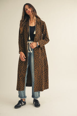 Wild Streak Corduroy Denim Leopard Long Jacket