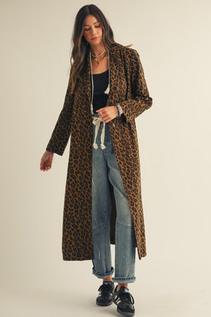 Wild Streak Corduroy Denim Leopard Long Jacket