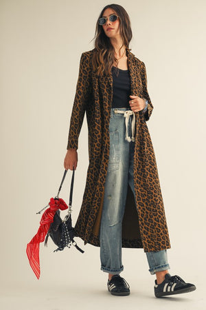 Wild Streak Corduroy Denim Leopard Long Jacket