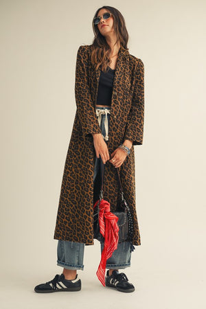 Wild Streak Corduroy Denim Leopard Long Jacket
