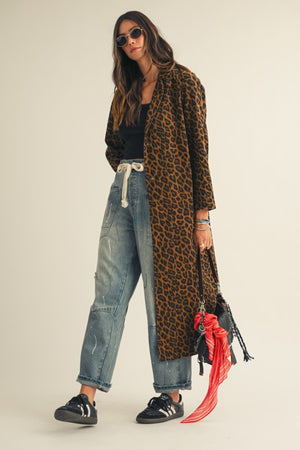 Wild Streak Corduroy Denim Leopard Long Jacket