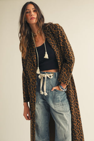 Wild Streak Corduroy Denim Leopard Long Jacket