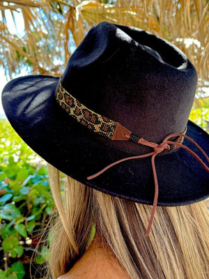 KAQCHI Leopard Print Beaded Hat Band (DS)